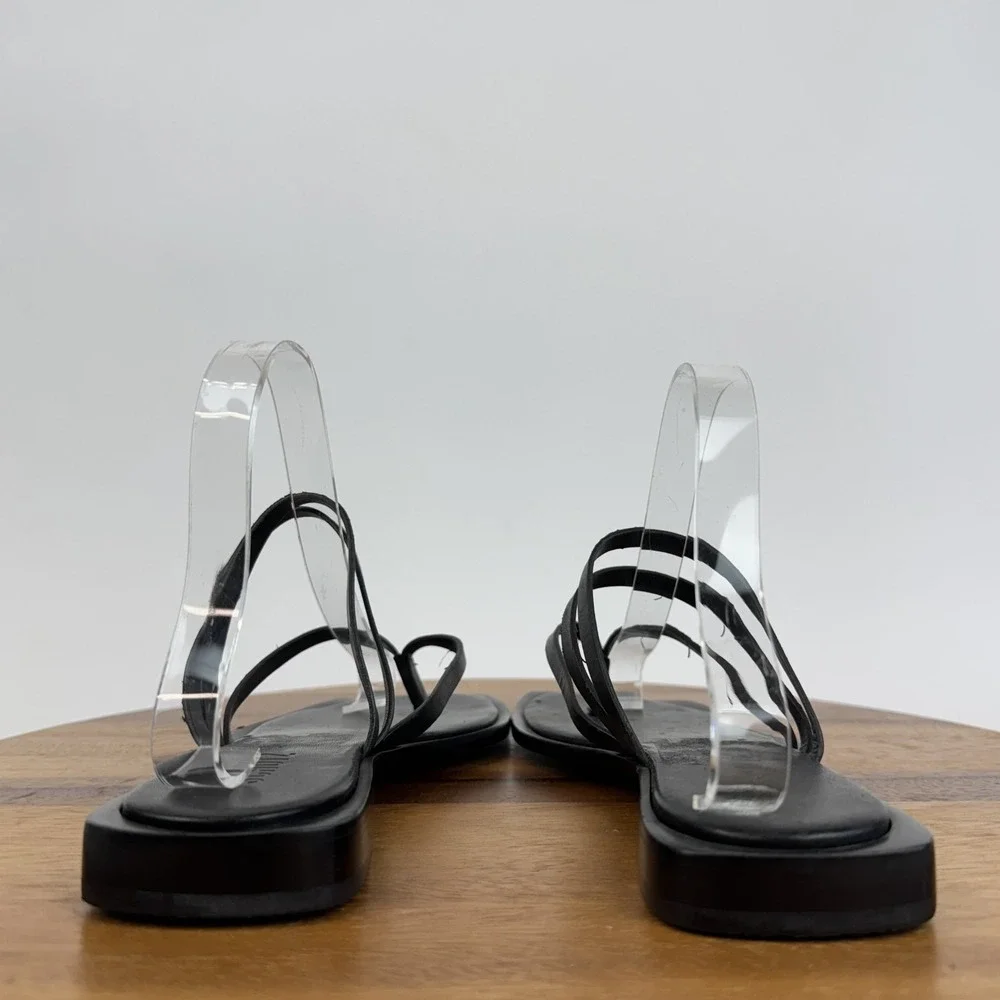 New NWOB Womens Schutz Rania Leather Strappy‎ Slip On Sandals Black Size 7 M